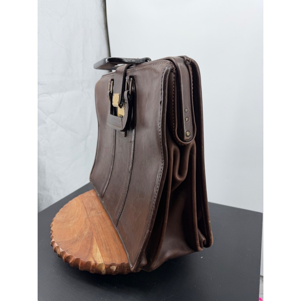 Coach gladstone Briefcase Mens OS Brown Leather Vintage Brass Lock USA 5220 - Picture 4 of 11